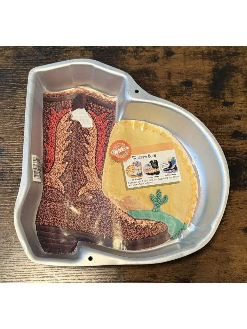 Wilton Cowboy Boot Cake Pan 2105-1238 Skate RARE 1995 Country Western Cactus NEW